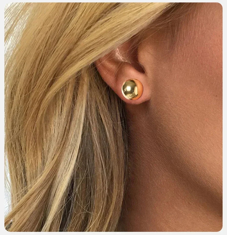 Gold Tone Ball Stud Earrings
