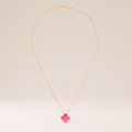 Alhambra Lucky Pink Enamel Clover 1 Motifs necklace