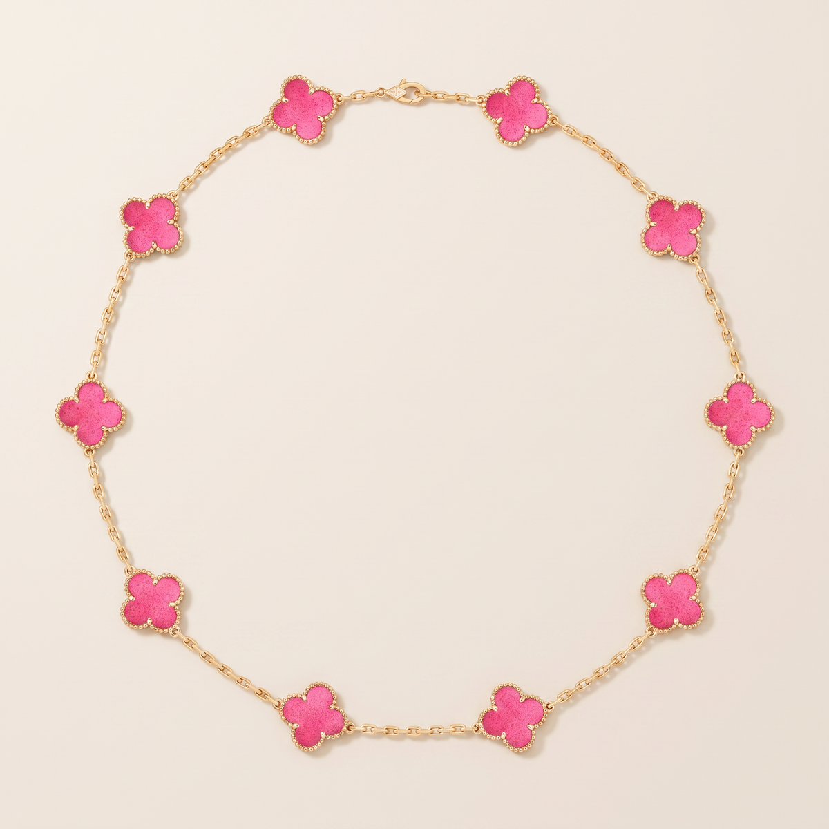 Alhambra Lucky Pink Enamel Clover 10 Motifs necklace