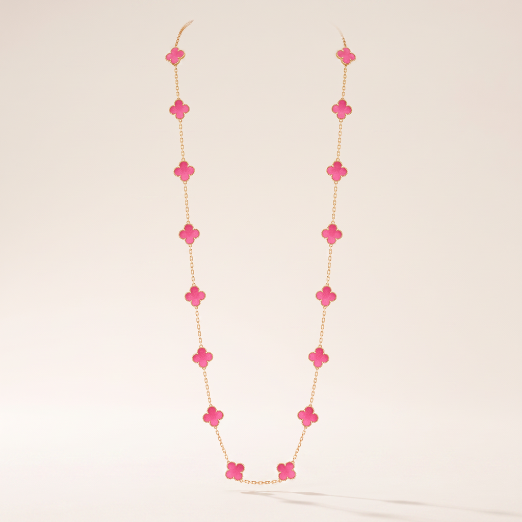Alhambra Lucky Pink Enamel Clover 20 Motifs necklace