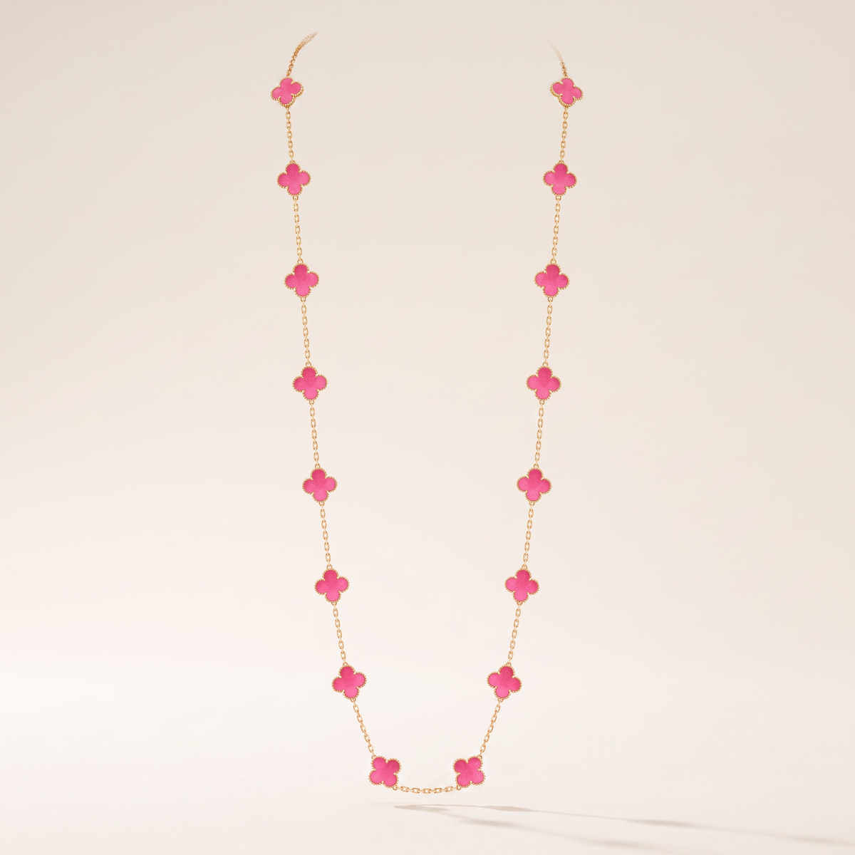 Alhambra Lucky Pink Enamel Clover 20 Motifs necklace