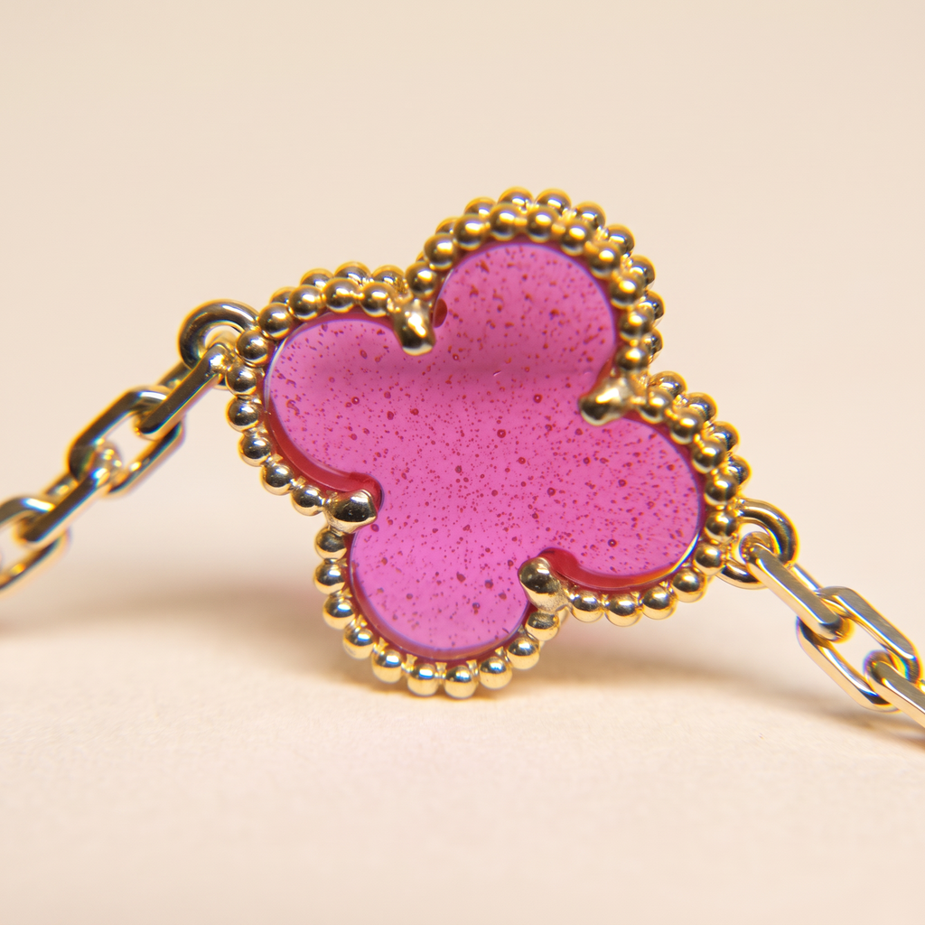 Alhambra Lucky Pink Enamel Clover 5 Motifs Bracelet