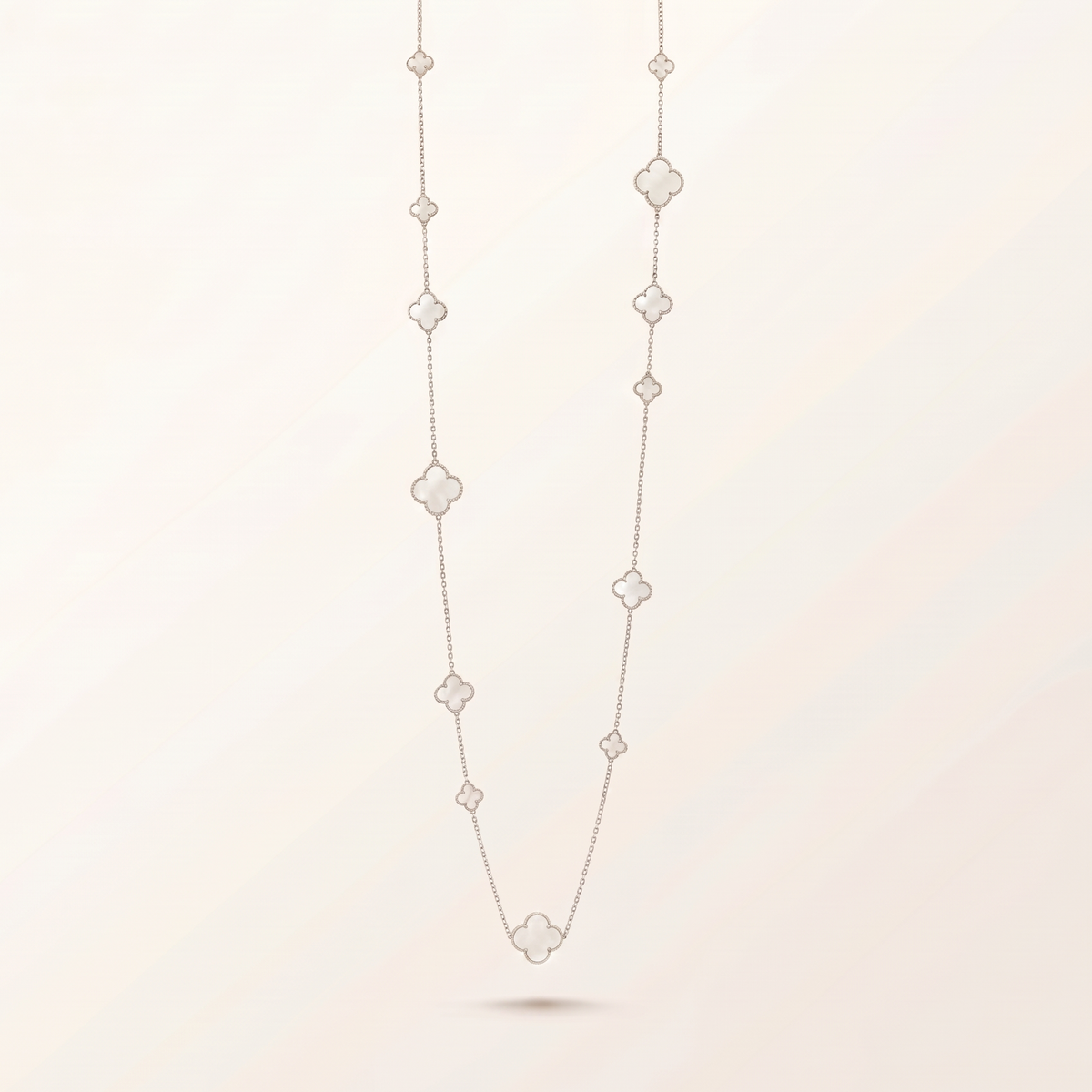 Alhambra White Inlay Long Clover Necklace