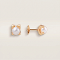 C Shaped Pearl Stud Earrings