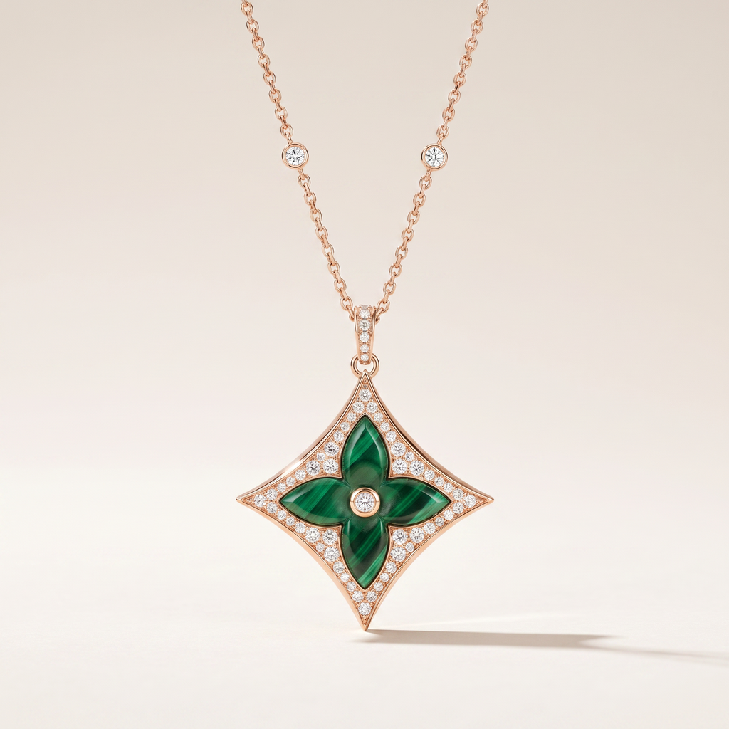 Color Blossom Green Inlay Star Necklace