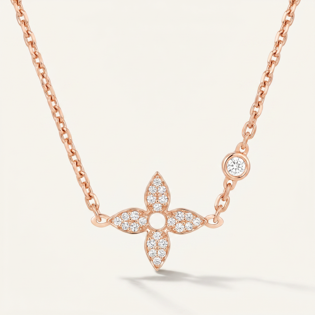 Color Blossom Pavé Diamonds Petal Necklace