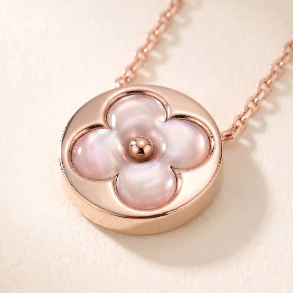 Color Blossom Rose Inlay Round Necklace