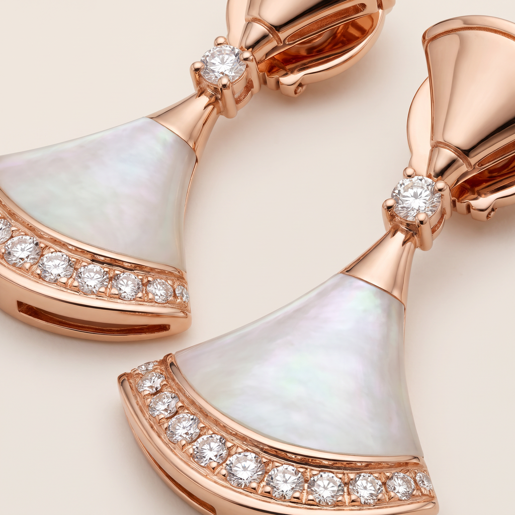 Diva's Dream Paved Mother Of Pearl Drop Earrings