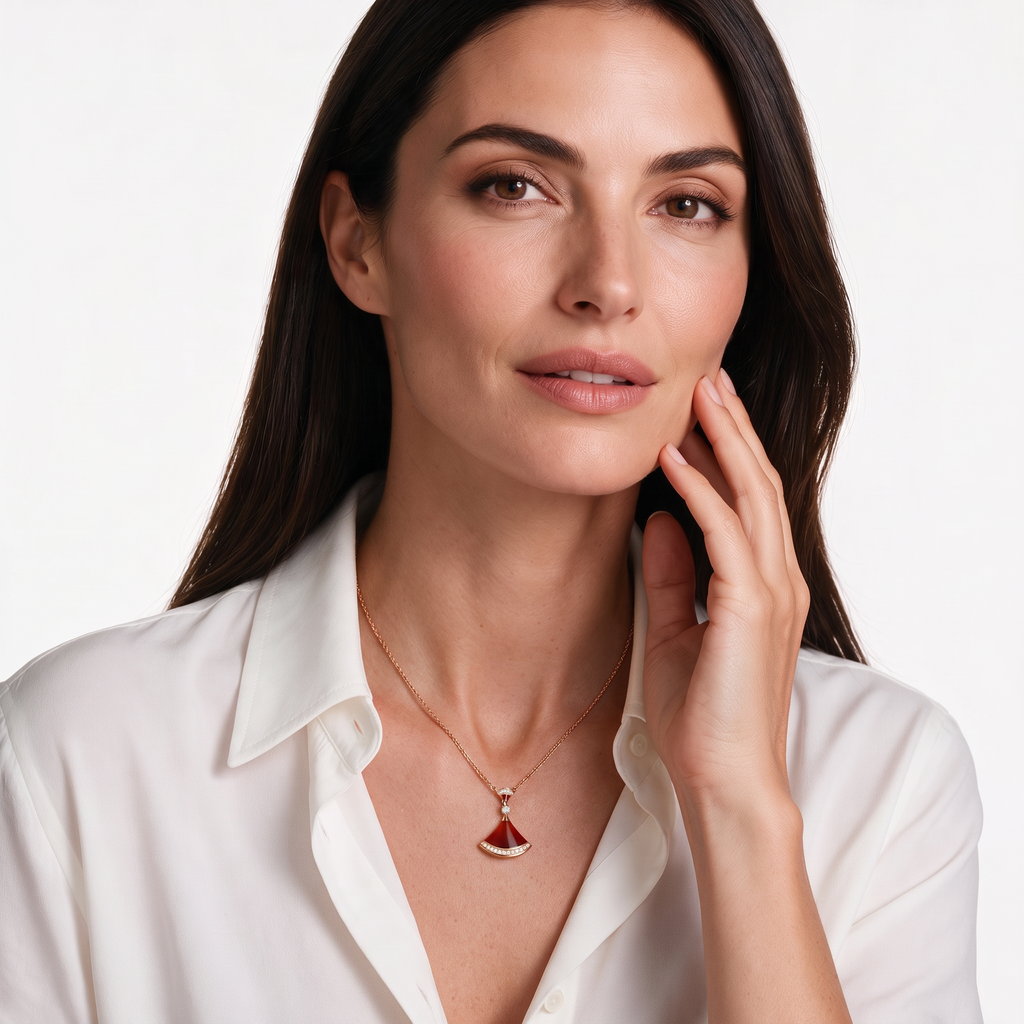 Diva's Dream Paved Red Pendant Necklace