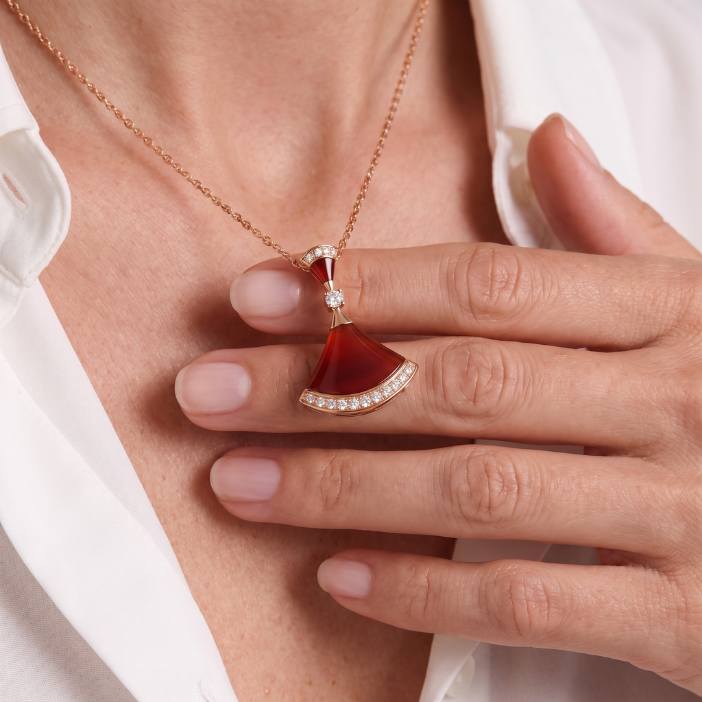 Diva's Dream Paved Red Pendant Necklace