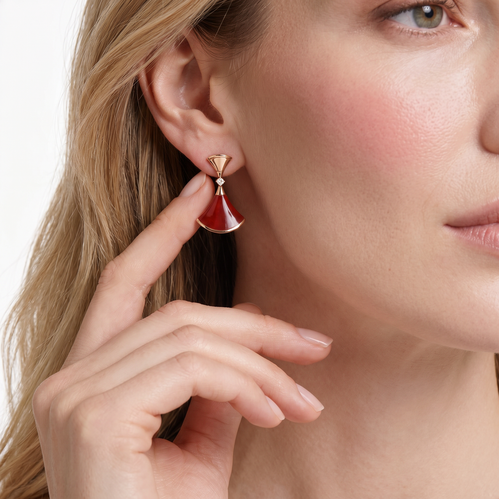 Diva's Dream Red Fan Drop Earrings