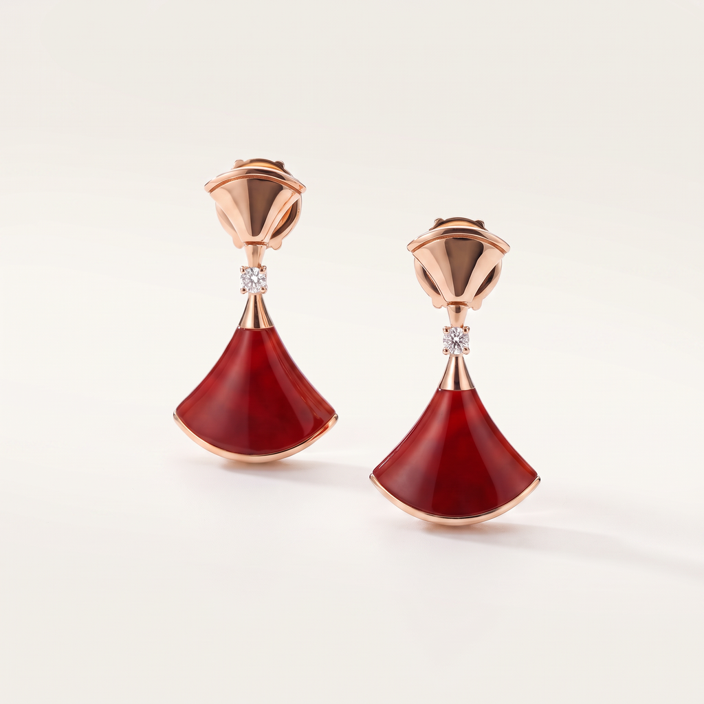 Diva's Dream Red Fan Drop Earrings