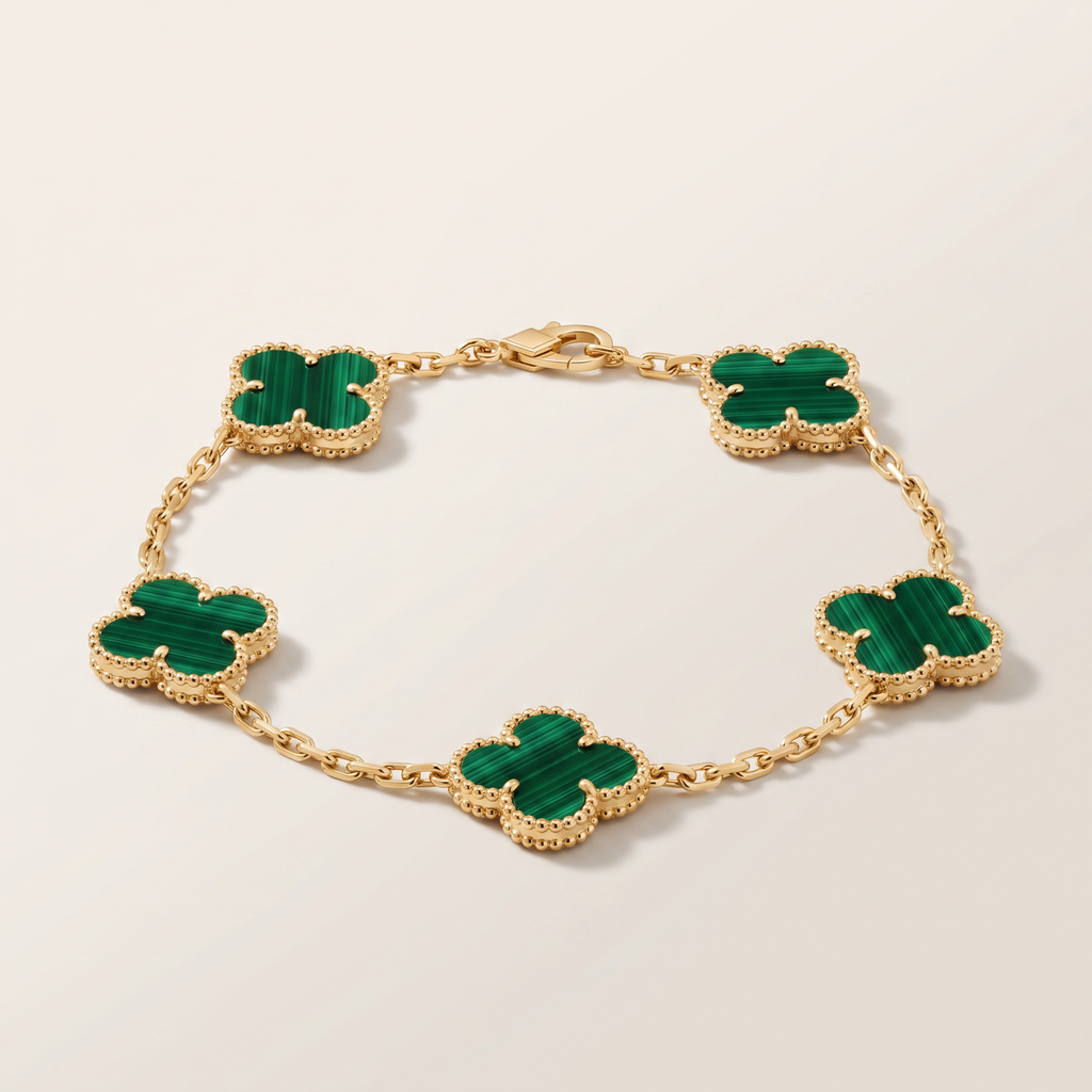 Alhambra Malachite 5 Motifs Clover Bracelet
