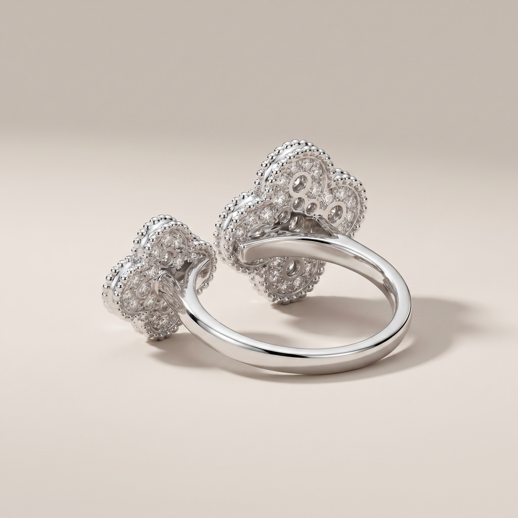 Floral Clover Between The Finger Ring