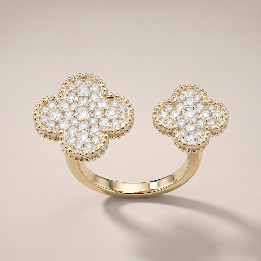 Floral Clover Between The Finger Ring