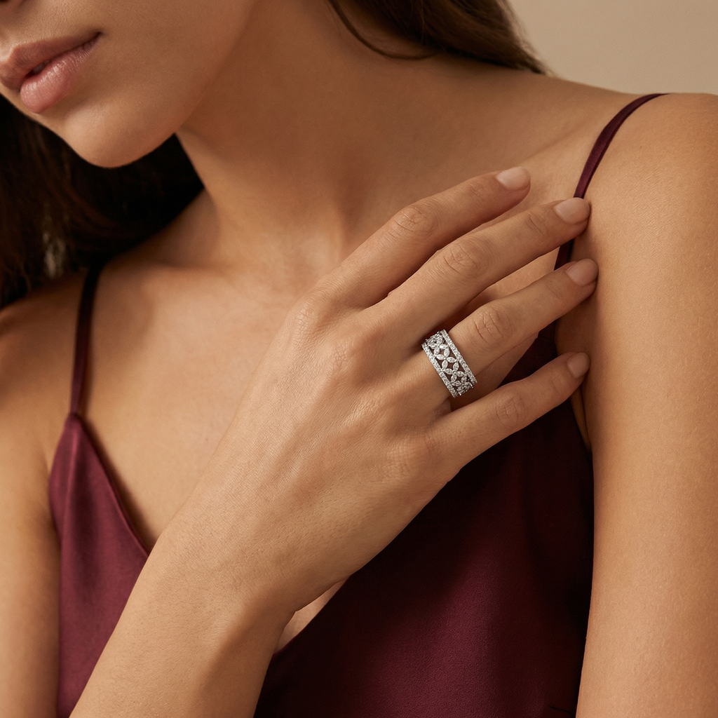 Marquise Victoria Wide Pavé Band Ring