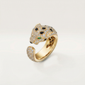 Panther Head Open Pavé Ring