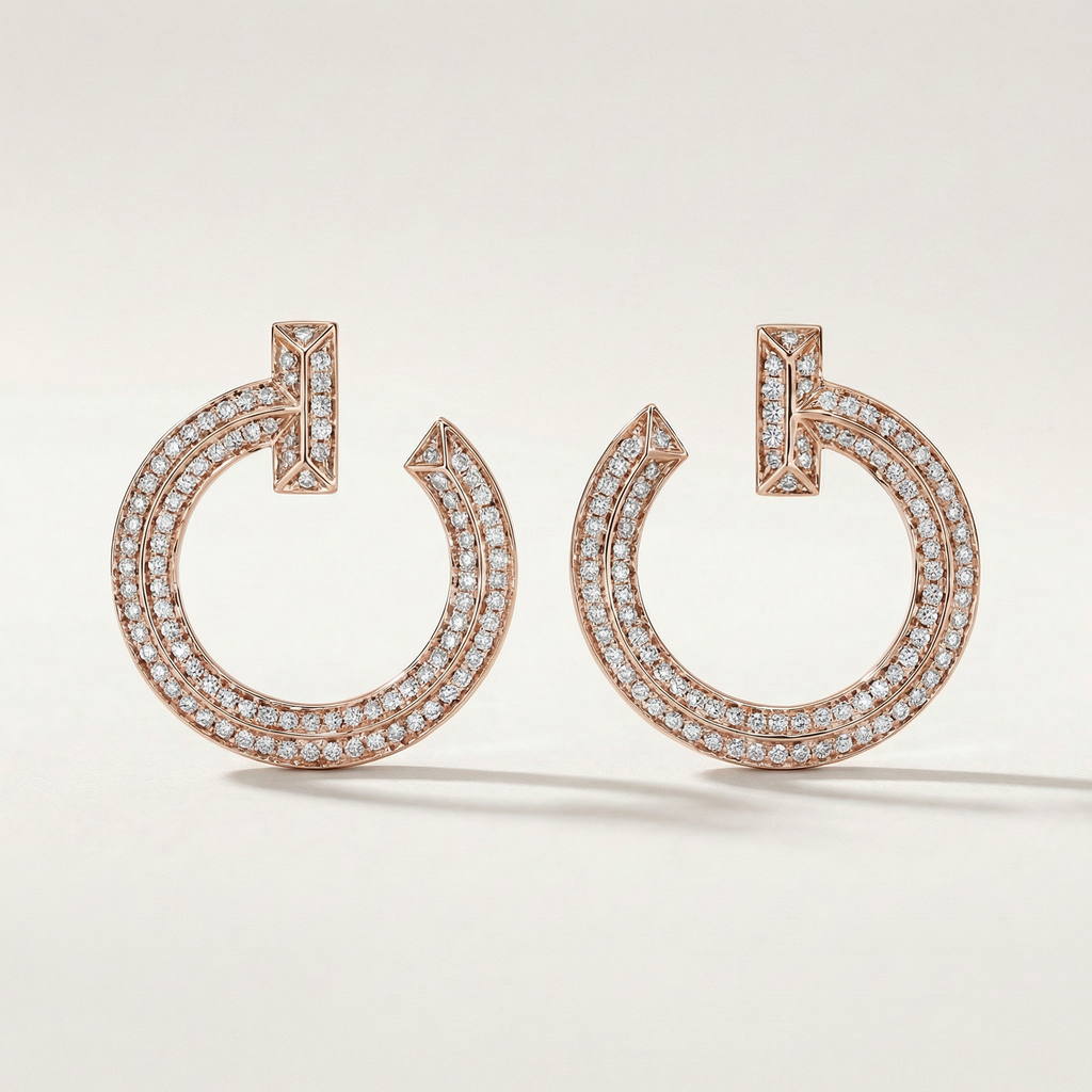 T T1 Open Pavé Hoop Earrings