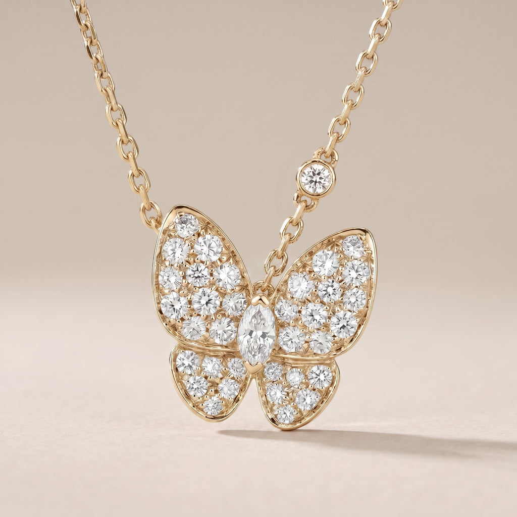Two Butterfly Diamond Necklace