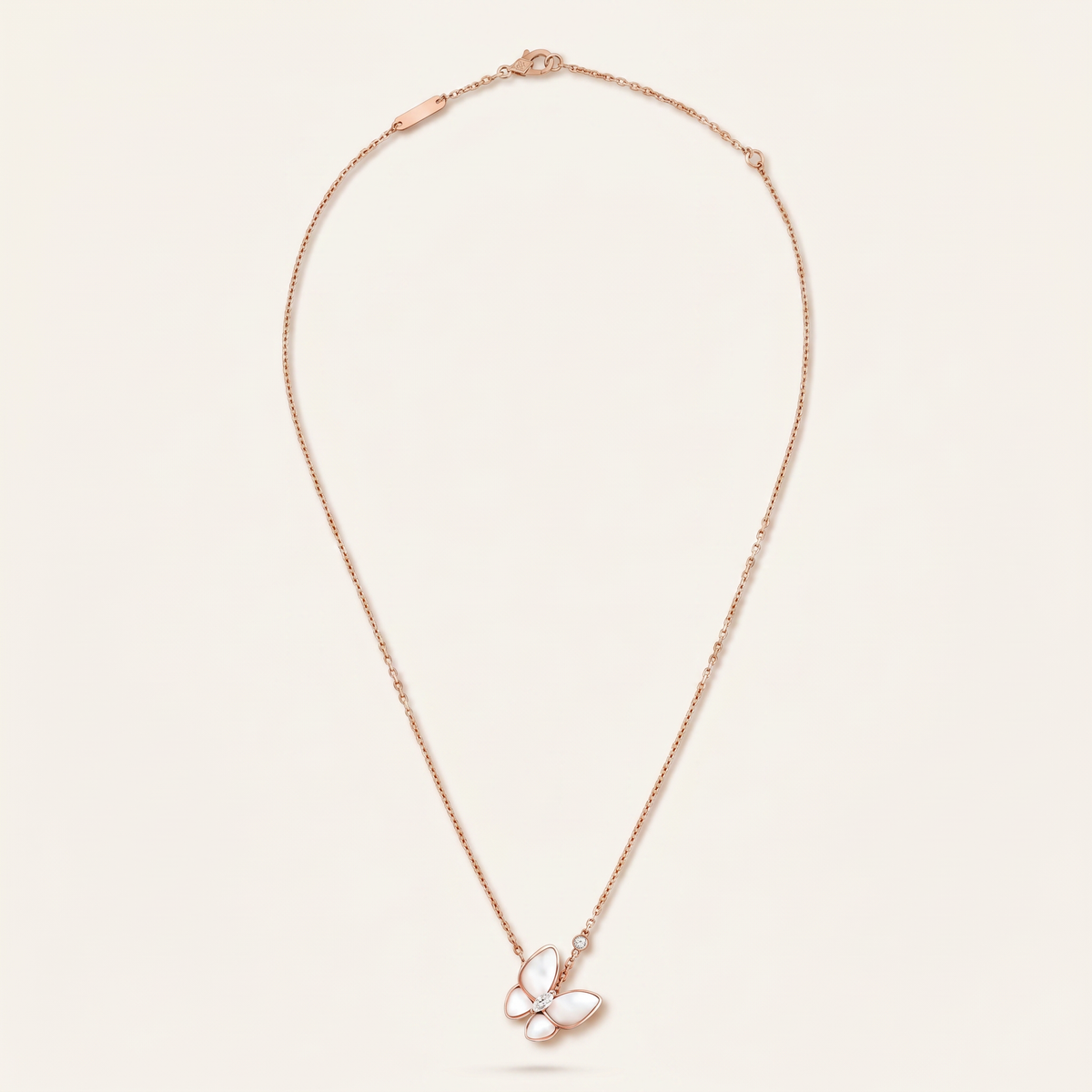 Two Butterfly Mother Of Pearl Necklace