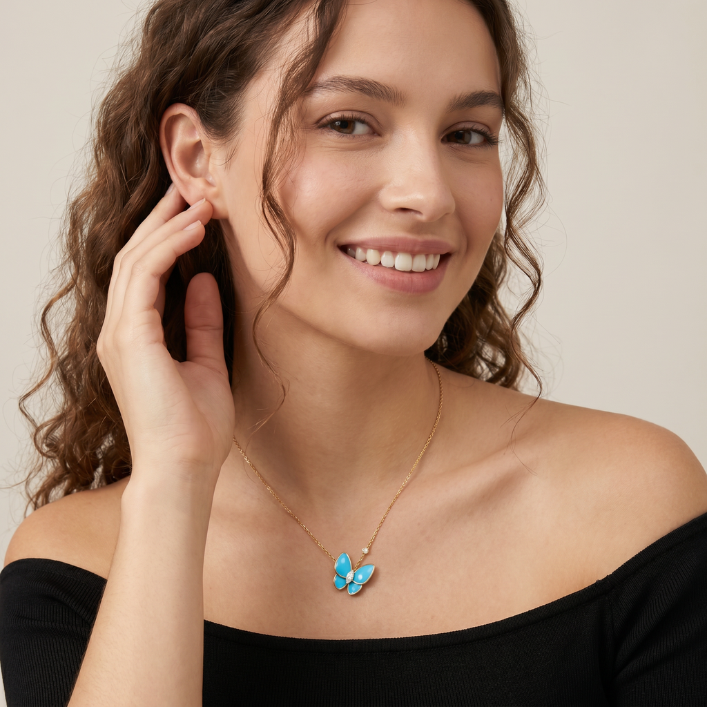 Two Butterfly Turquoise Necklace