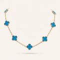 Vintage Alhambra Blue Agate 10 Motifs Necklace