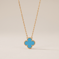 Vintage Alhambra Blue Agate Pendant Necklace