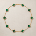 Vintage Alhambra Malachite 10 Motifs Necklace