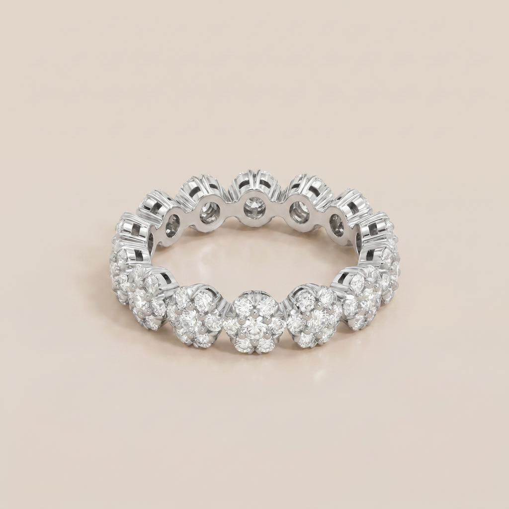 Fleurette Floral Eternity Pavé Diamonds Ring