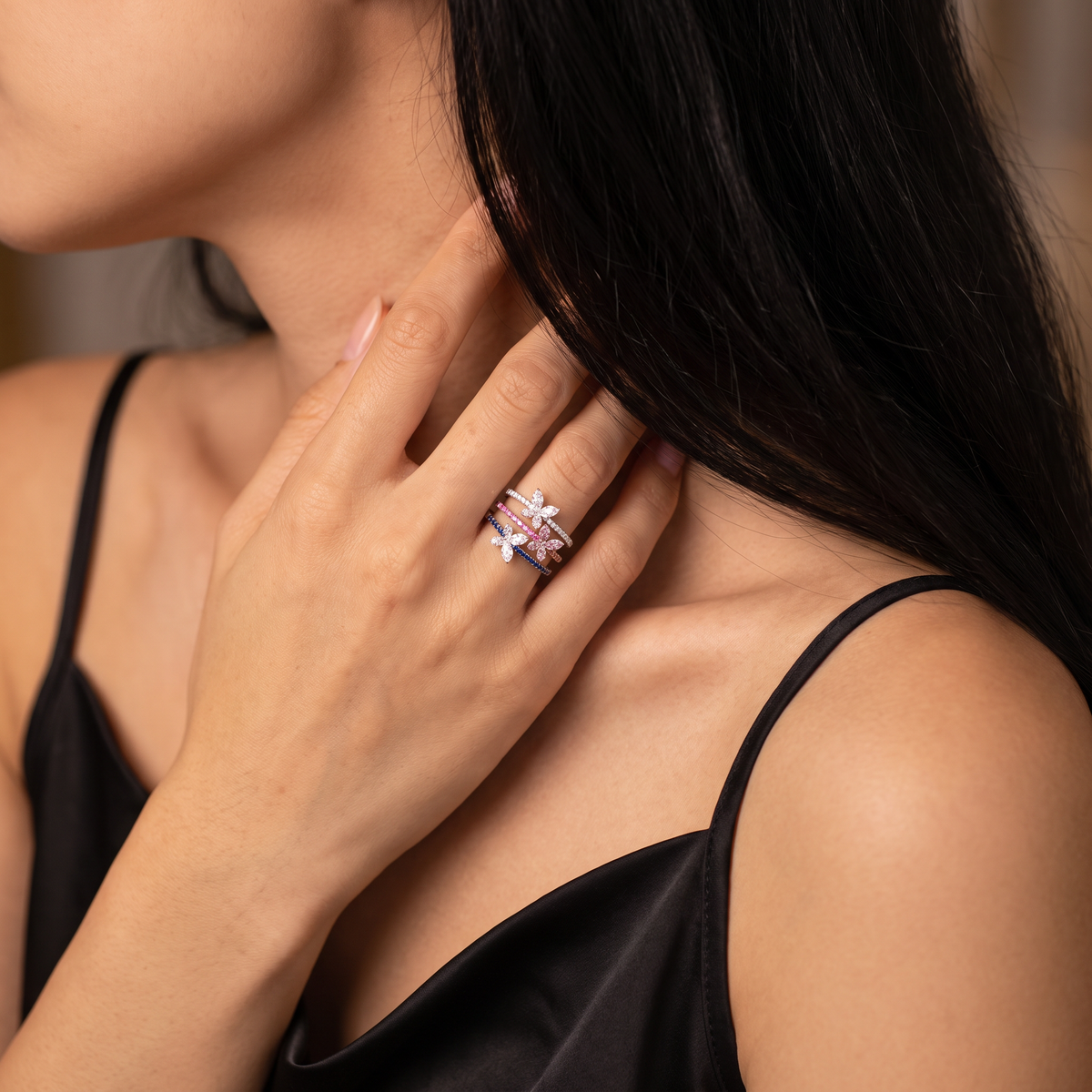 G Mini Butterfly Pavé Ring