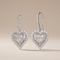 Heart Pavé Diamonds Drop Earrings