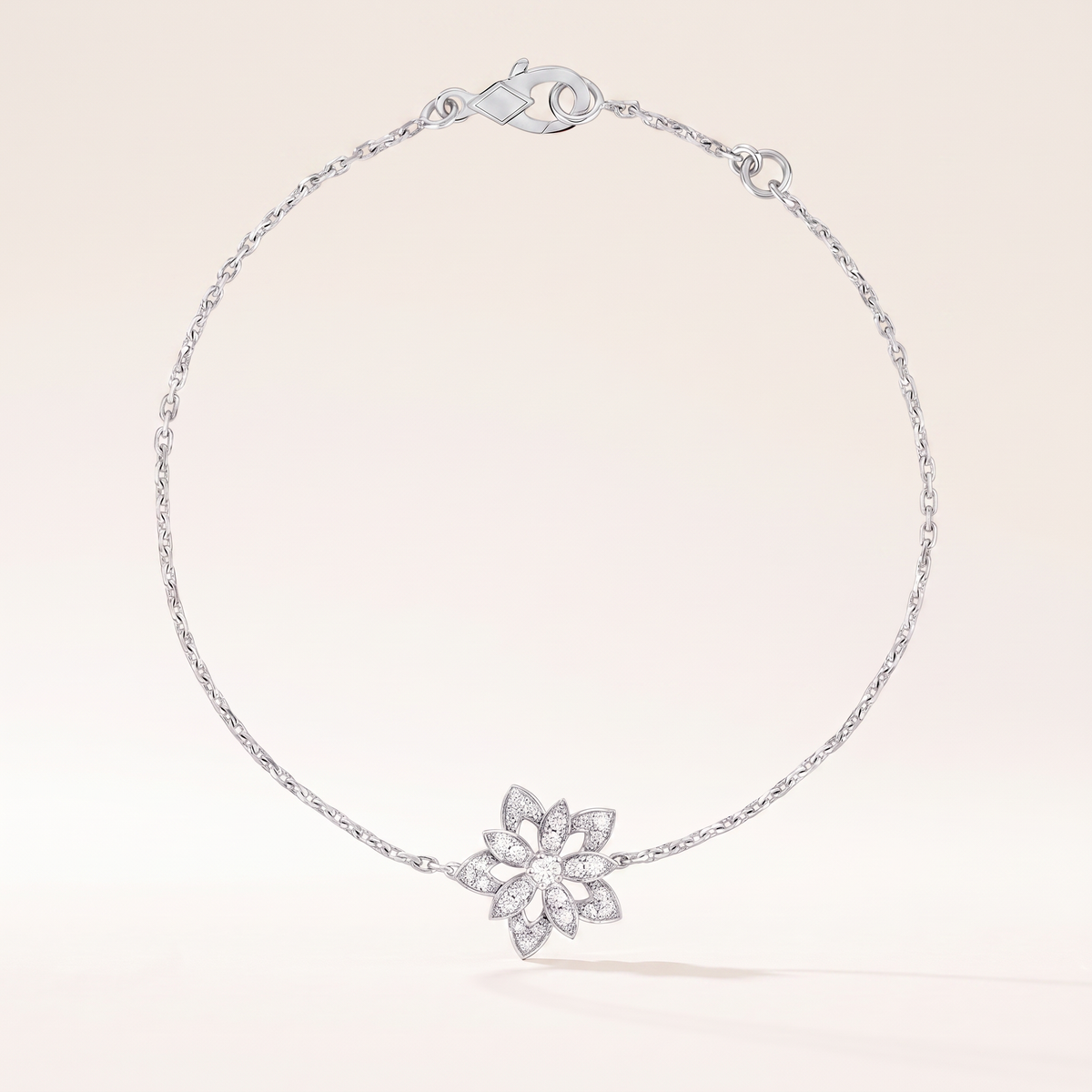Lotus Pavé Diamonds Flower Bracelet