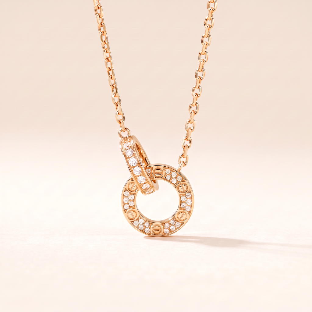 Love Circle Pavé Diamonds Link Necklace