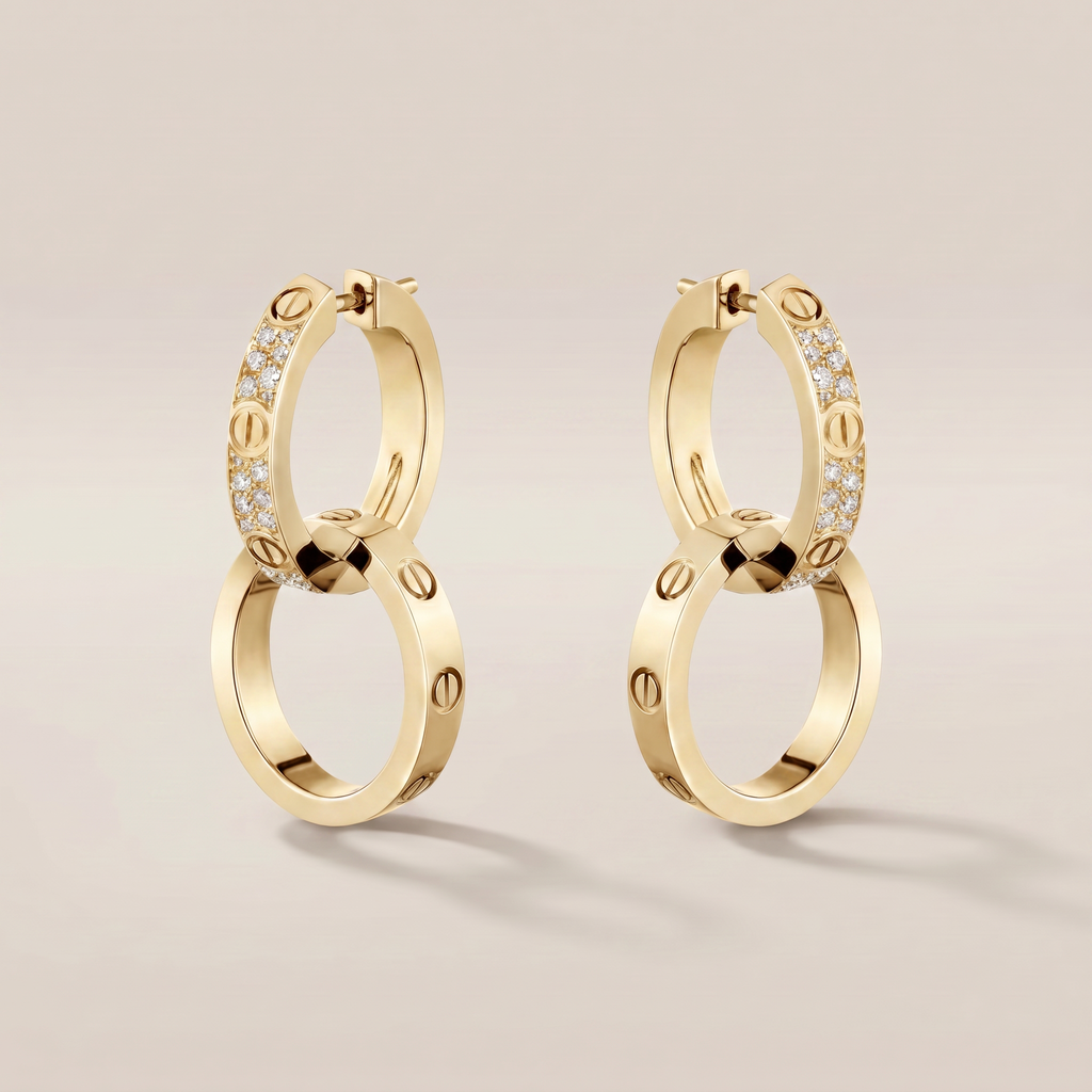 Love Double Pavé Diamonds Hoop Earrings