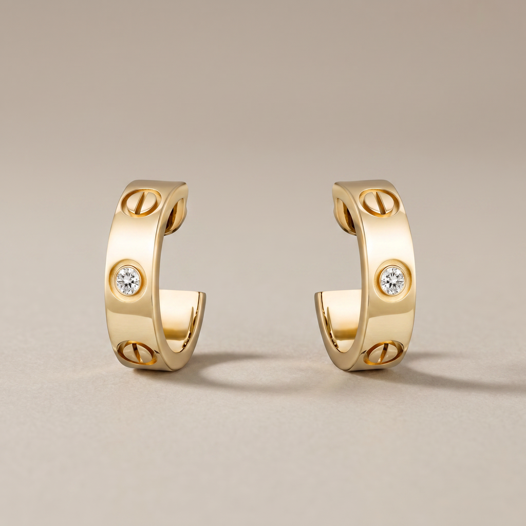 Love 2 Diamonds  Hoop Earrings
