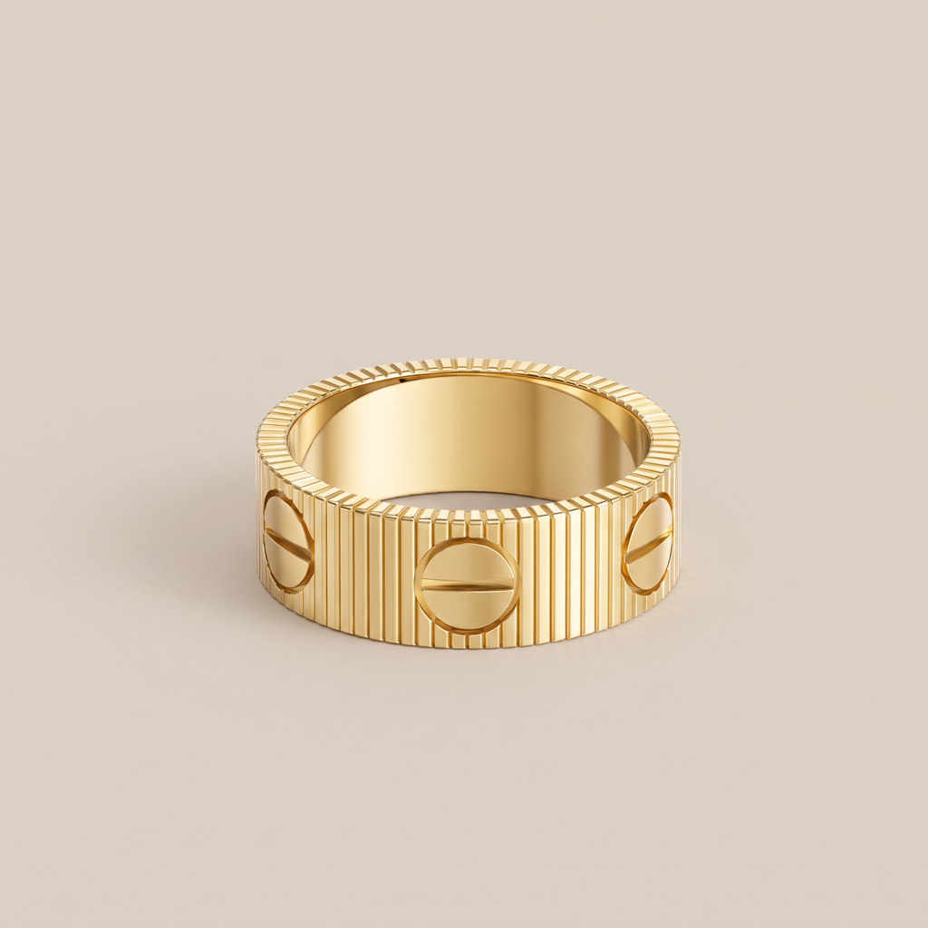Love Ribbed Screw Accent Ring