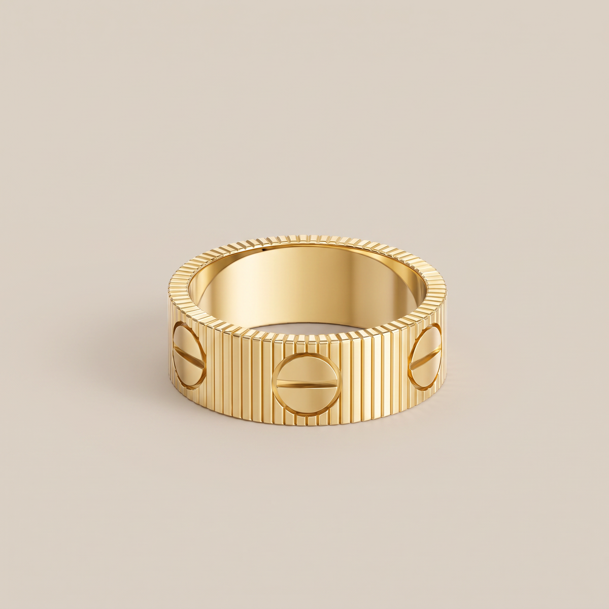 Love Ribbed Screw Accent Ring