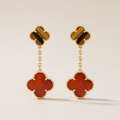 Magic Alhambra Carnelian & Tiger Eye Earrings