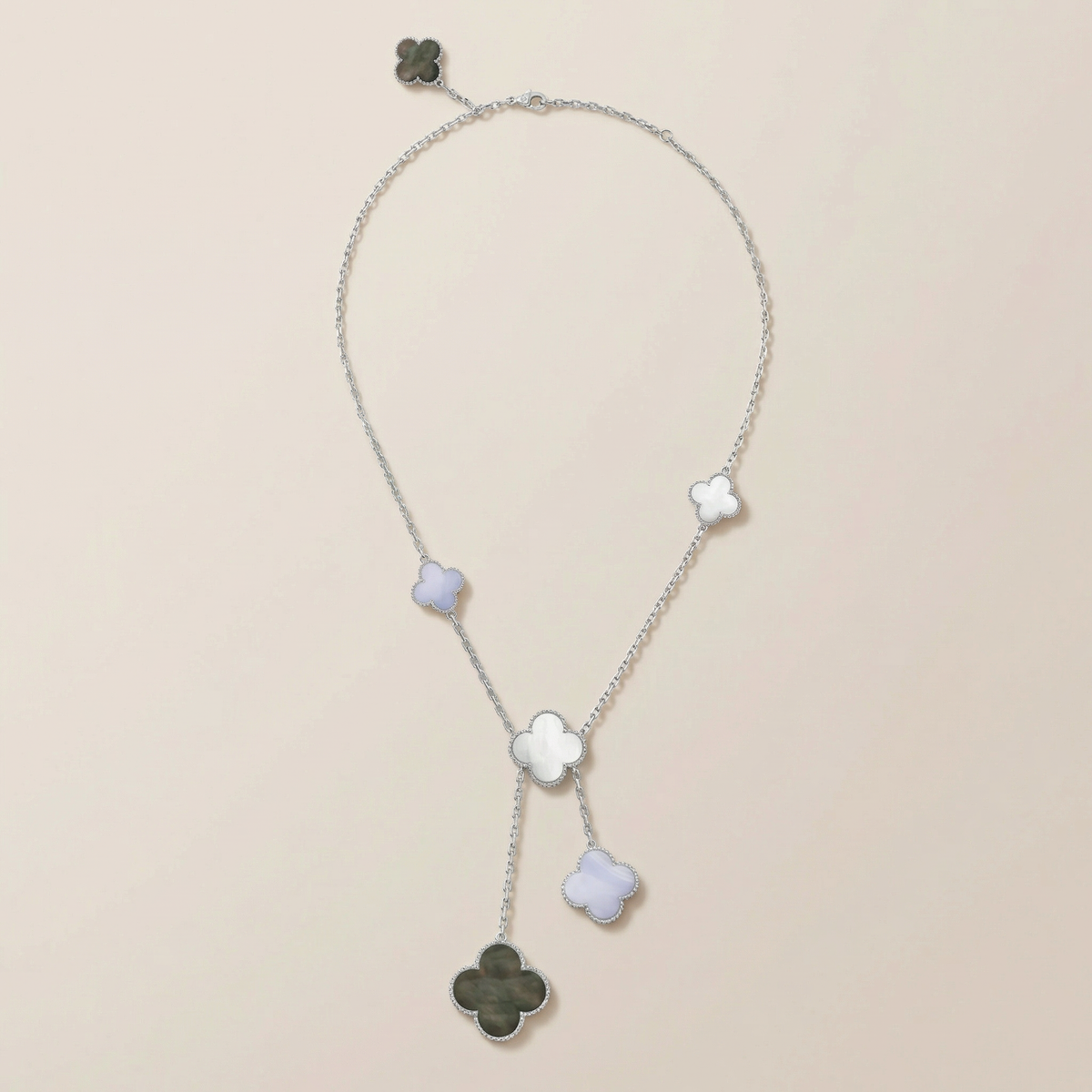 Magic Alhambra Chalcedony 6 Motifs Necklace