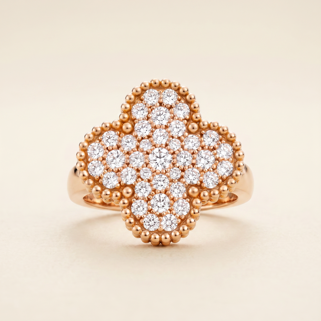Magic Alhambra Pavé Diamonds Clover Ring