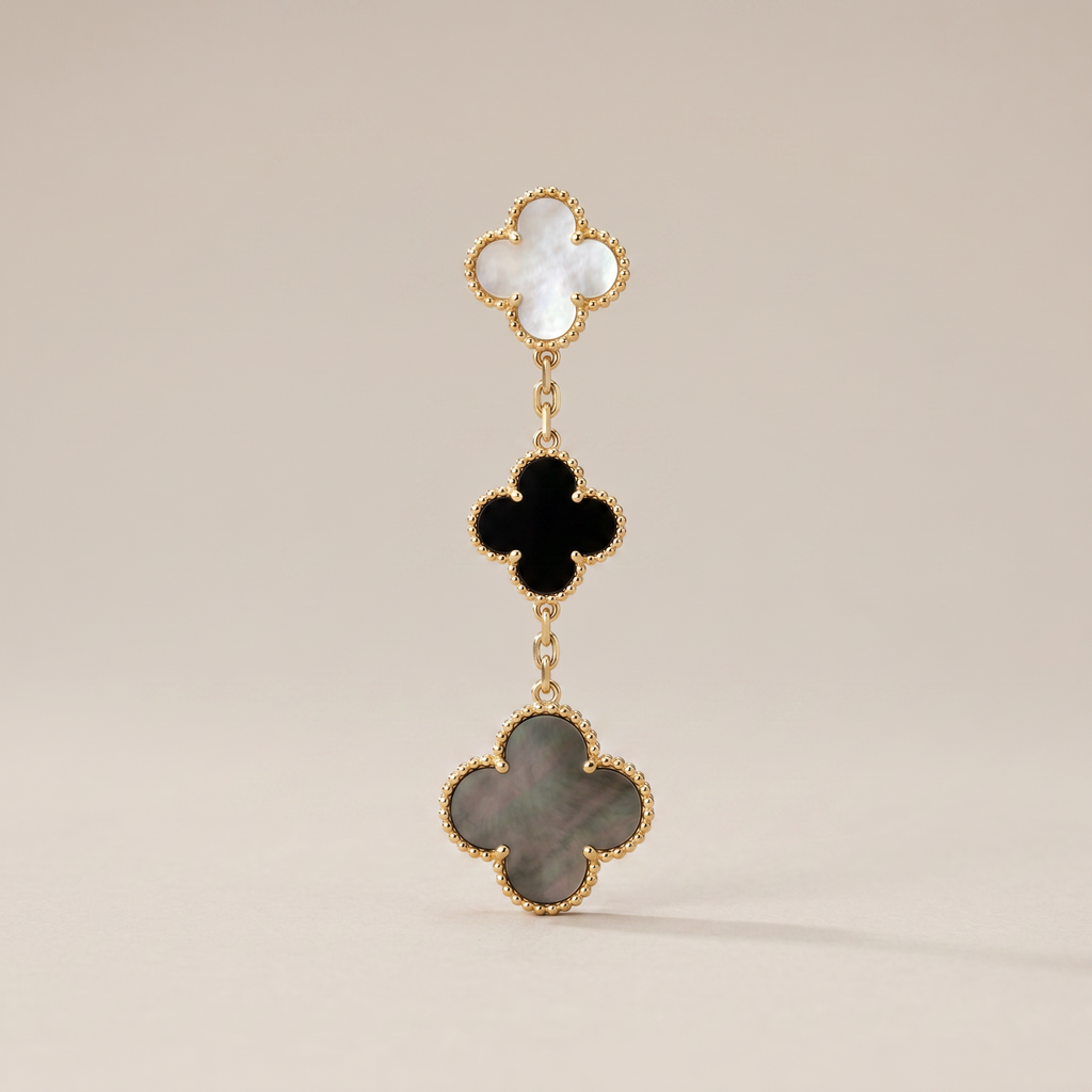 Magic Alhambra Three Pearls Motifs Earrings