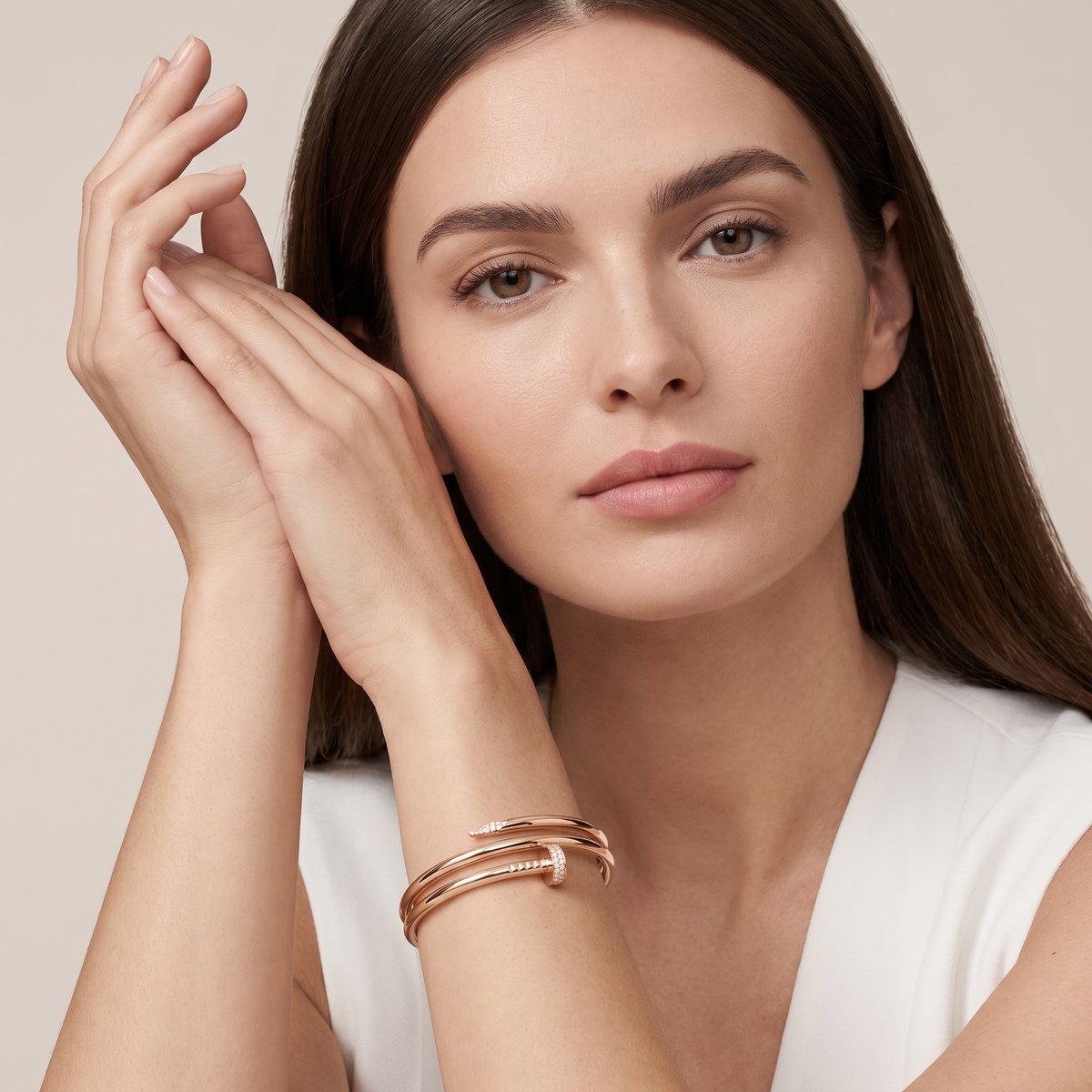 Juste Un Clou Pavé Diamonds Double Wrap Bangle Bracelet