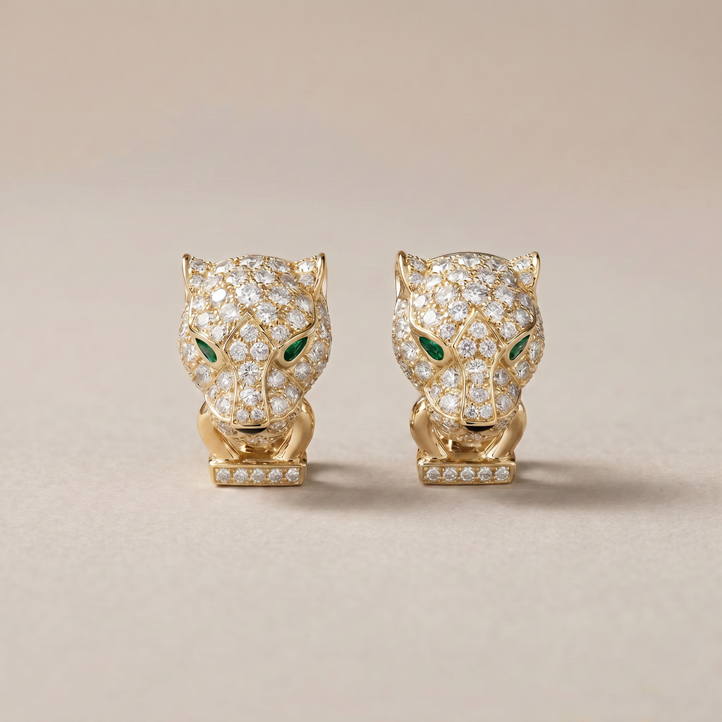 Panthère De Stud Pavé Diamonds Earrings