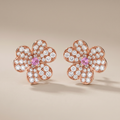 Pink Frivole Small Flower Pavé Diamonds Earrings