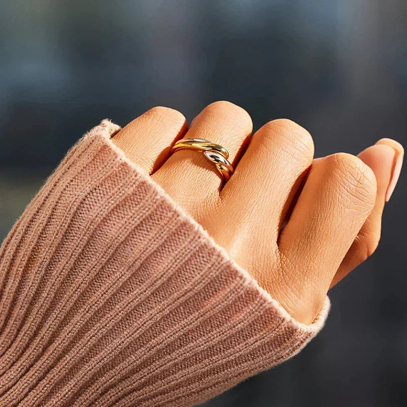 Intertwined Dual Tone Open Ring
