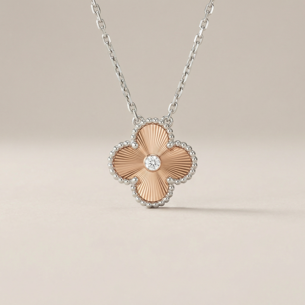 Rose And White Alhambra Holiday 1 Diamond Pendant Necklace