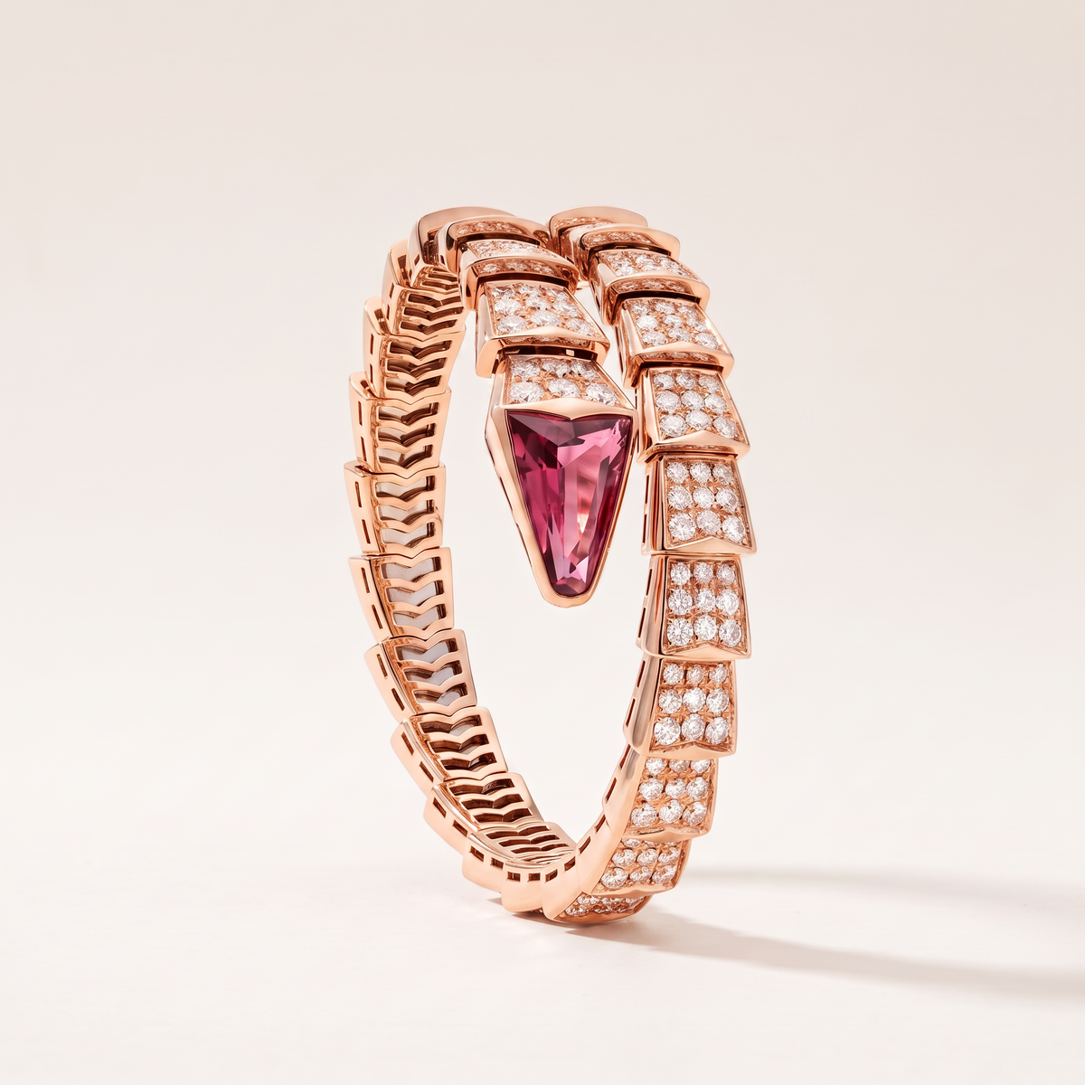 Serpenti Rose Pink Stone Wrap Bracelet