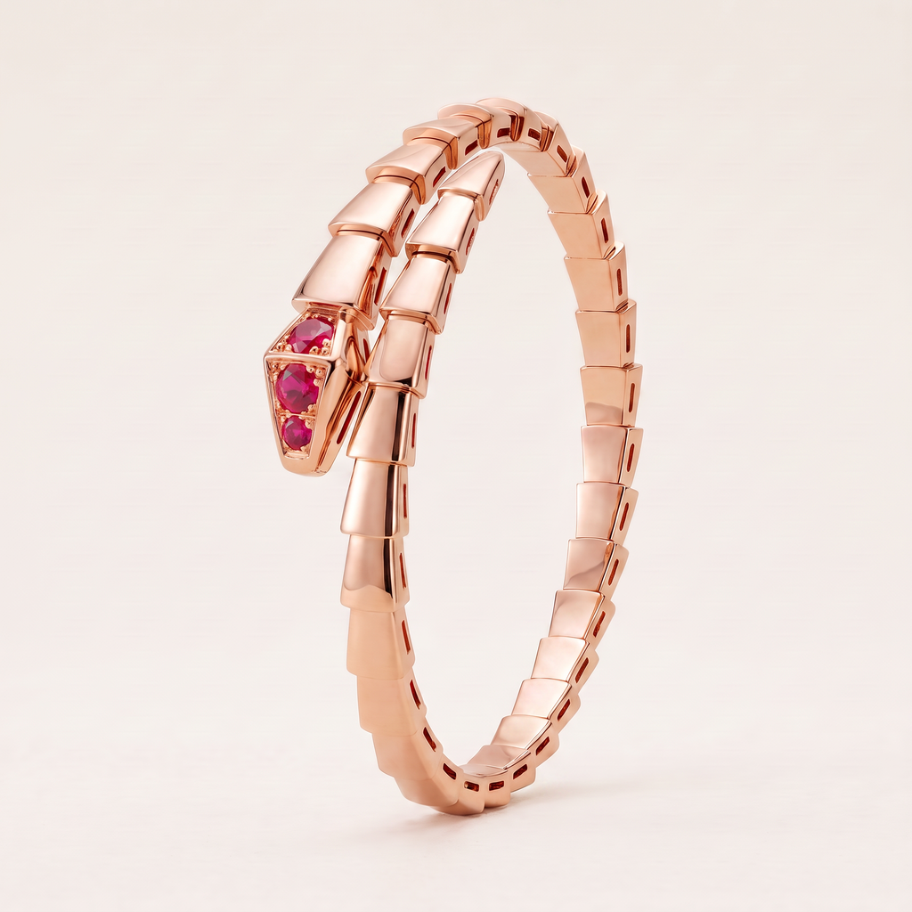 Serpenti Rose Red Stone Double Wrap Bracelet