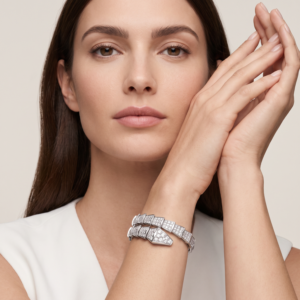 Serpenti White Pavé Diamonds Double Wrap Bracelet