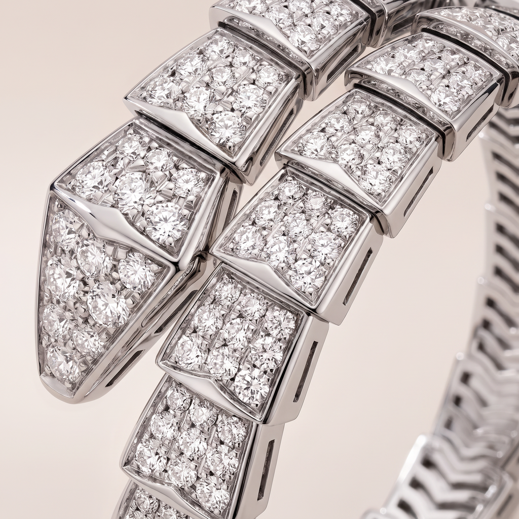 Serpenti White Pavé Diamonds Double Wrap Bracelet